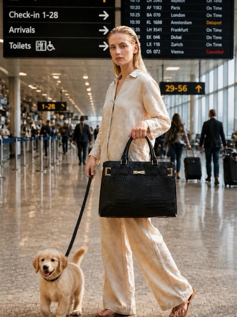 Dog/Cat Carrier Purse Soft-Sided Faux Leather Handbag, TSA Airline Approved